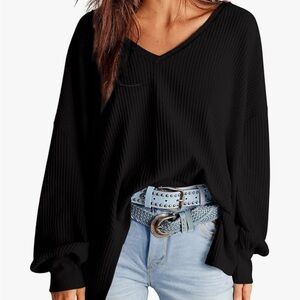 Amazon Black V-Neck Long Sleeve Top